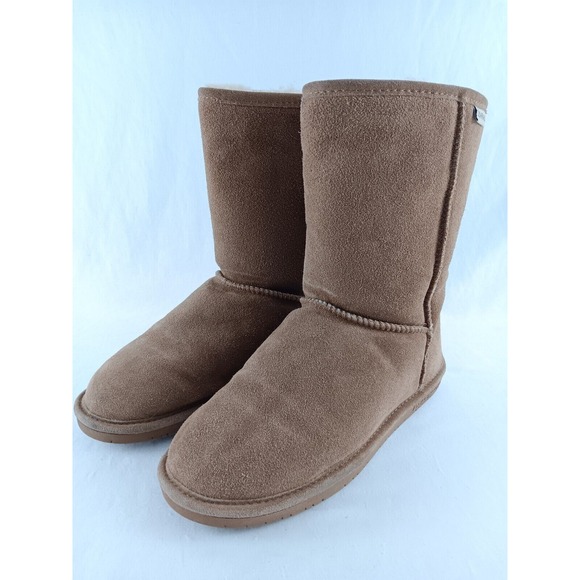 Bearpaw Emma Short Boots Womens 9 Brown Suede Wool Sheepskin Lined - Picture 1 of 10